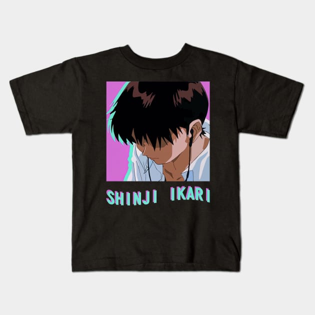 Shinji Ikari Sadboy Kids T-Shirt by HammiltenJohn